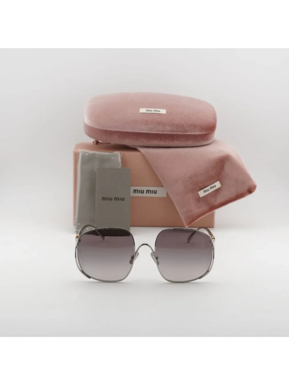 Miu Miu MU A57S 1BC30S Square Sunglasses – Gold / Grey Gradient